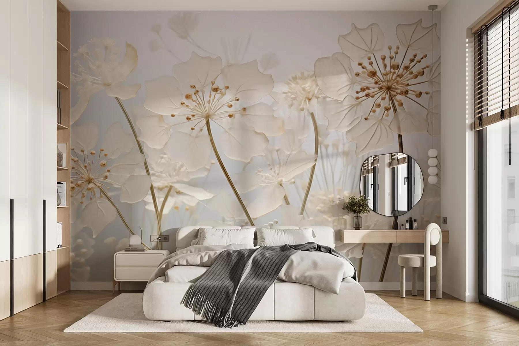 wall murals Delicate wildflowers on a blue background w08932