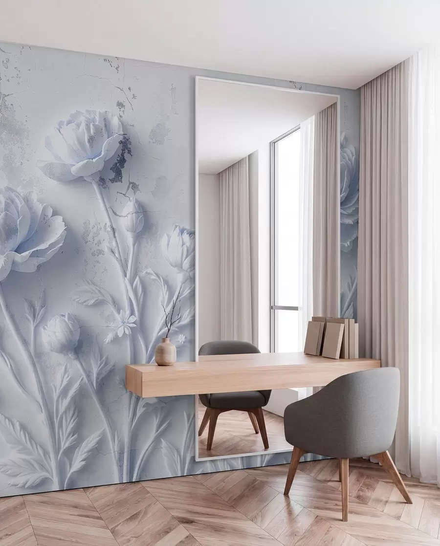 wall murals Flowers on a concrete background grunge style w03553v1
