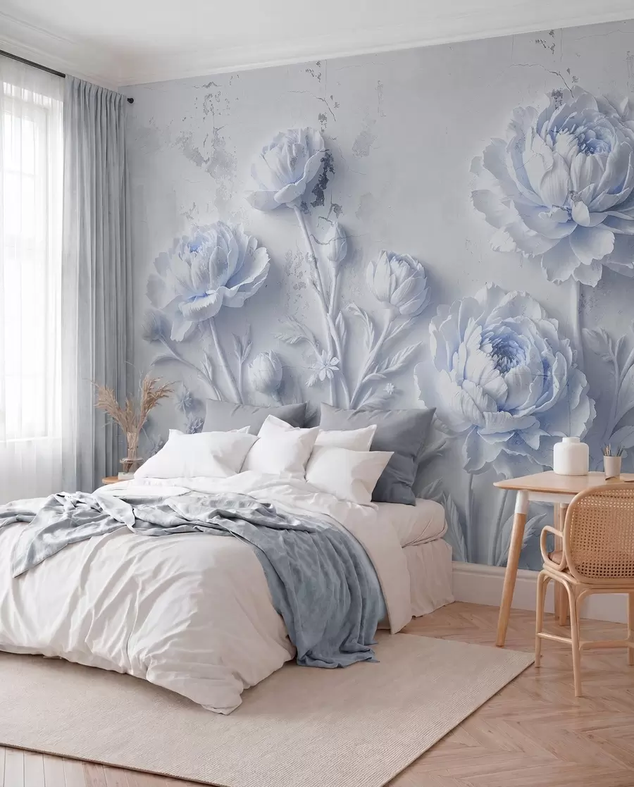 wall murals Flowers on a concrete background grunge style w03553v1