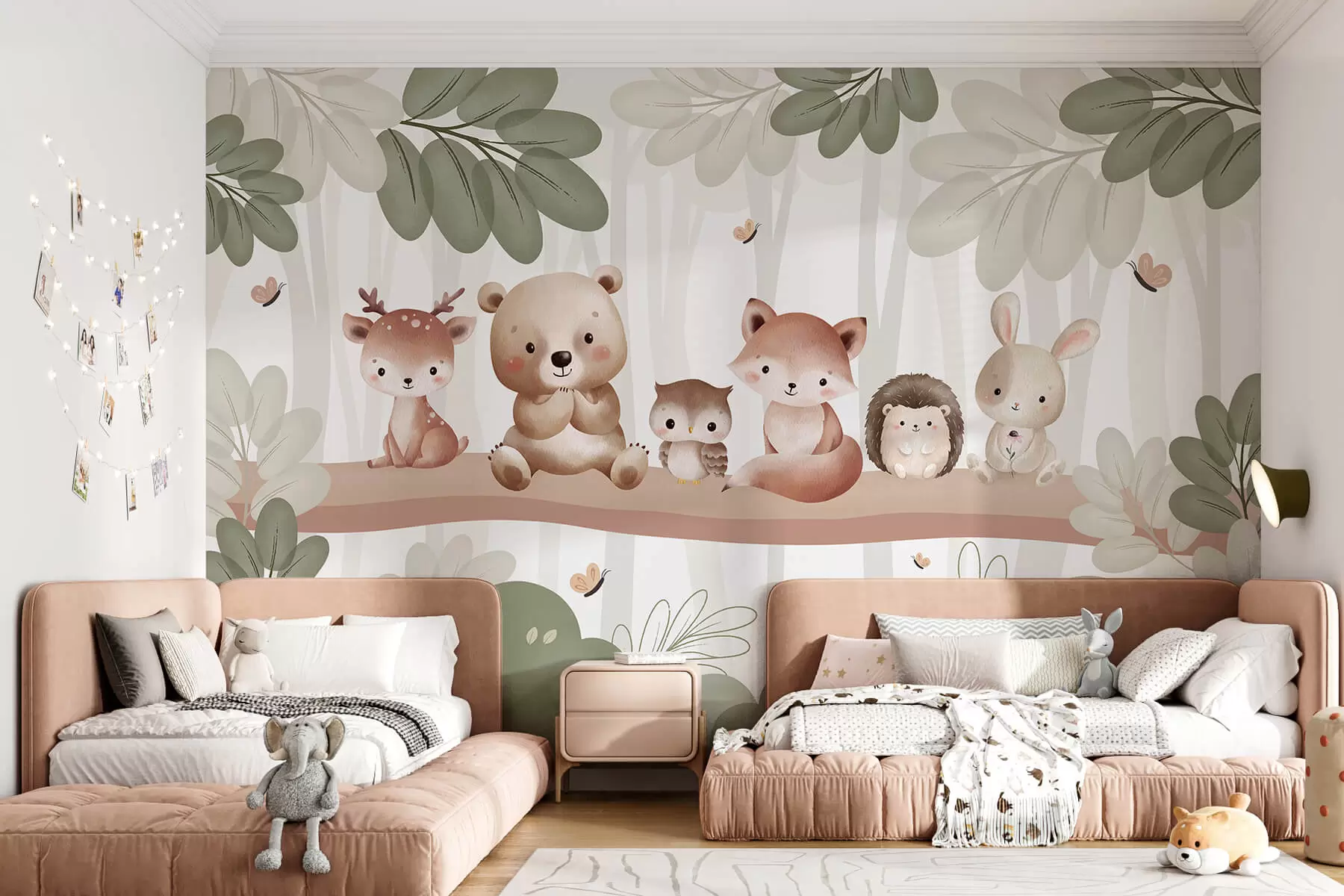 wall murals Cute animals in the forest w03411