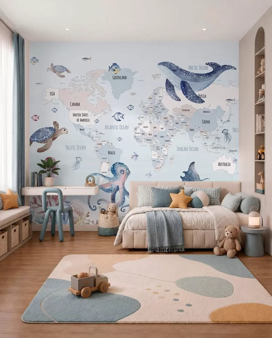 wall murals Ocean Atlas in English w03526