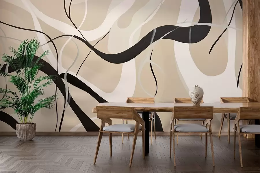 wall murals Abstract composition with curved lines w03503