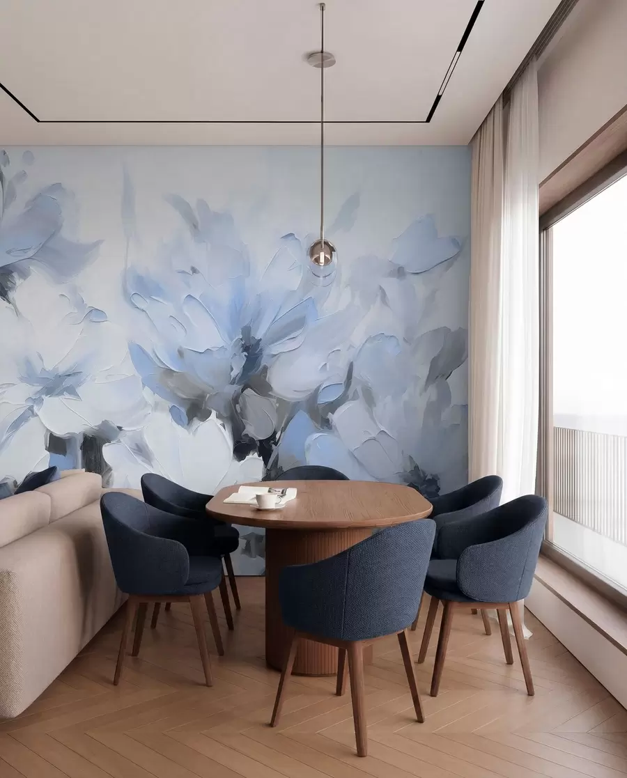 wall murals Abstract flowers in oil painting style in soft tones w03575v2