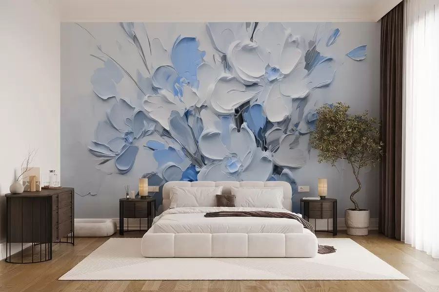 wall murals Abstract volumetric flowers in oil painting style w03582v1