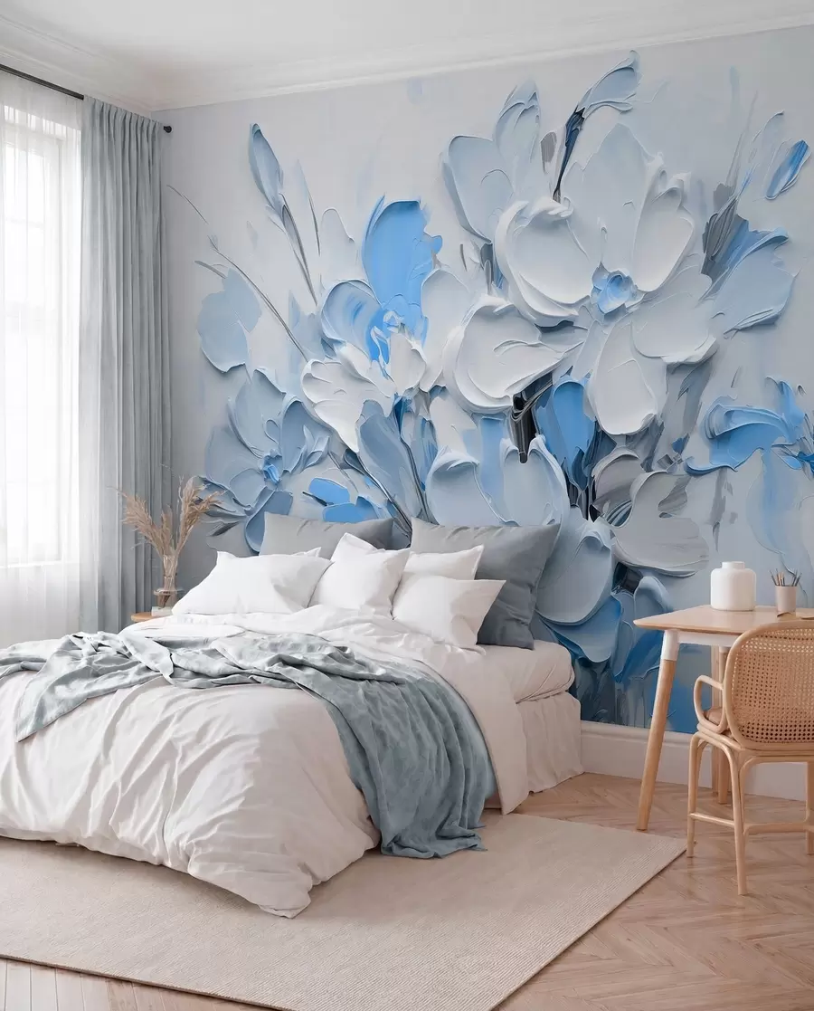 wall murals Abstract volumetric flowers in oil painting style w03582v1