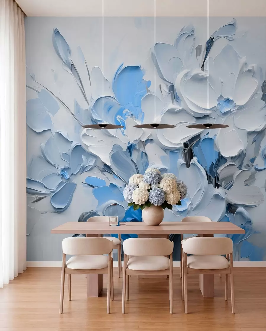 wall murals Abstract volumetric flowers in oil painting style w03582v1