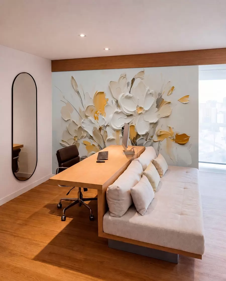 wall murals Abstract volumetric flowers in oil painting style w03582v2