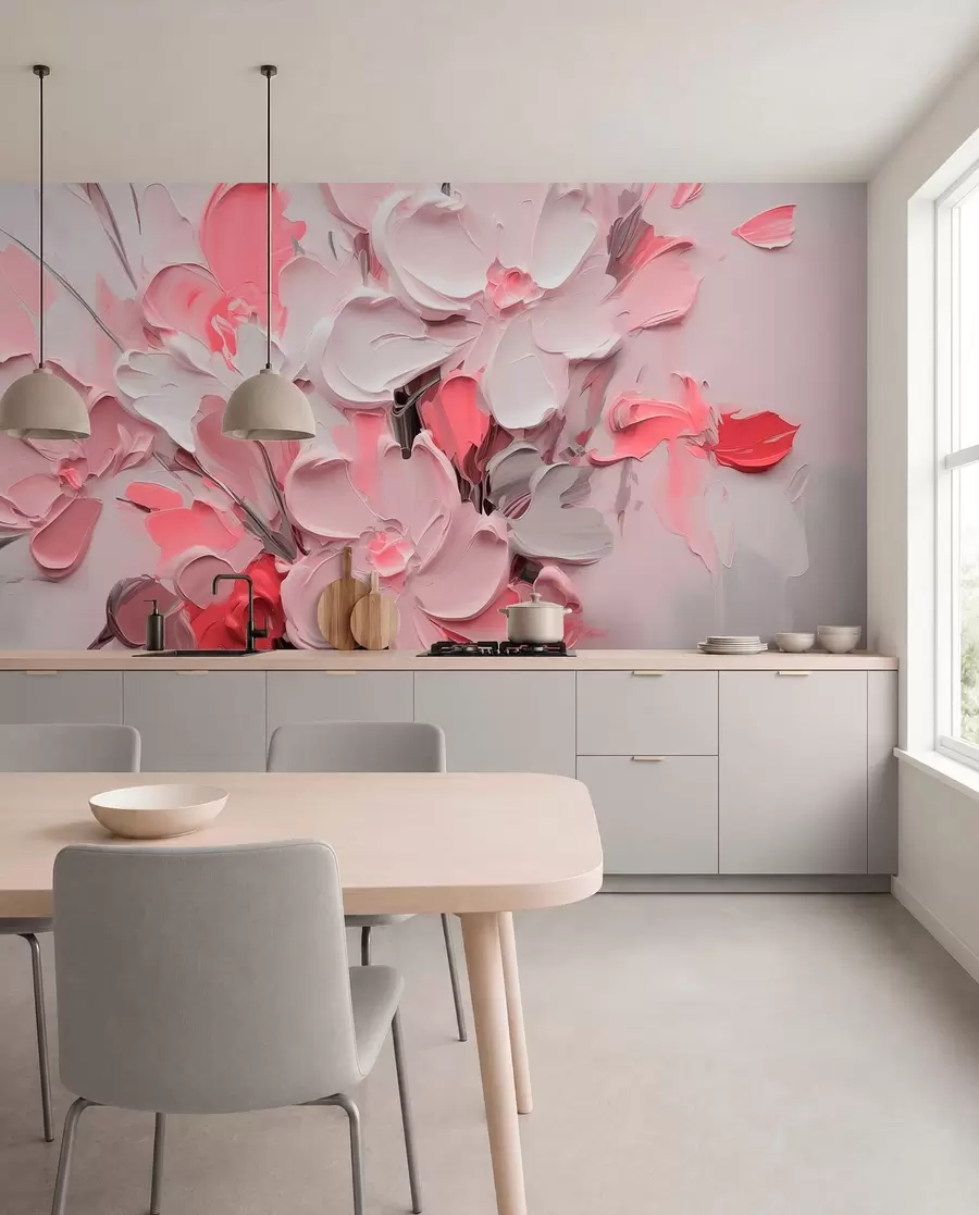 wall murals Abstract volumetric flowers in oil painting style w03582v3