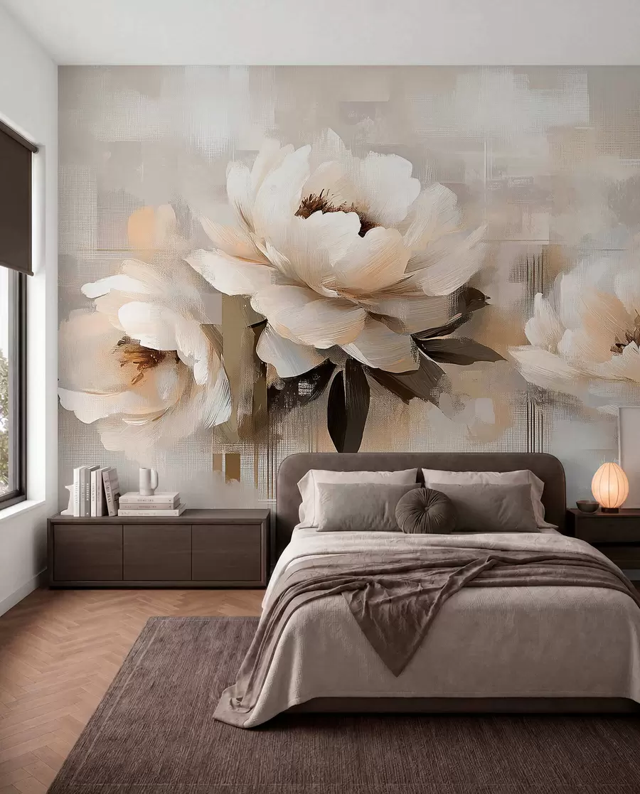 wall murals White Abstract Vintage Peonies w03581