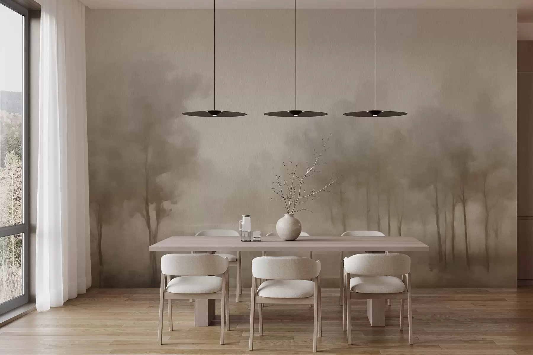wall murals Abstract forest with sepia effect w03596