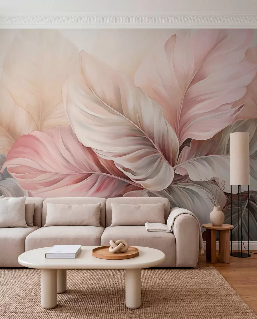 wall murals Tropical foliage with shimmering colors w03597