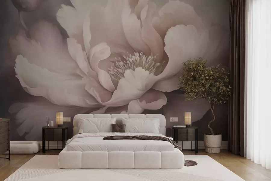 wall murals Pastel peony flower on a foggy background w03600v1