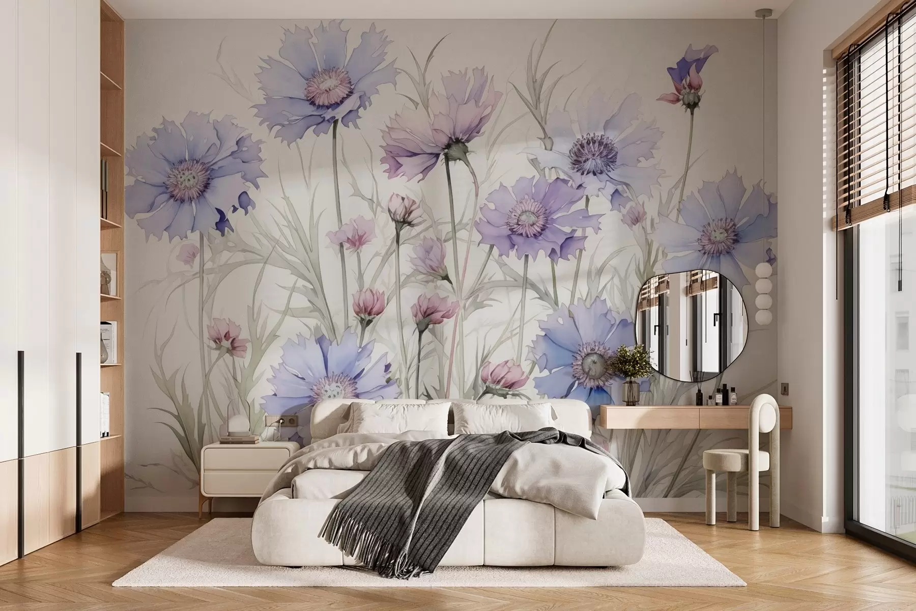 wall murals Cornflowers imitation of watercolor w03622
