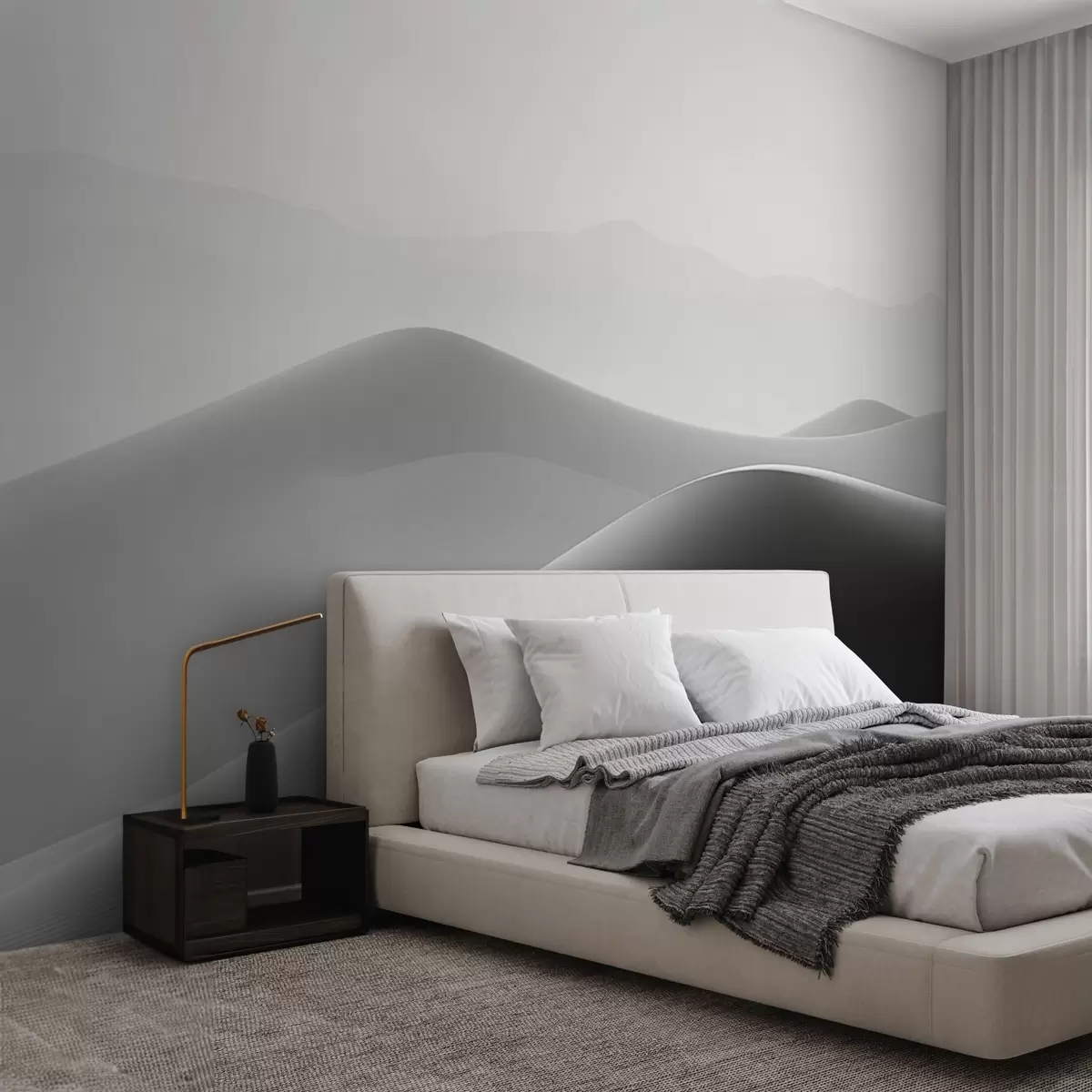 wall murals Mountains in black and white tones w08987
