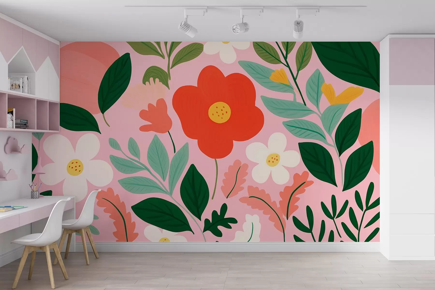 wall murals Colorful large flowers in rich shades w08992