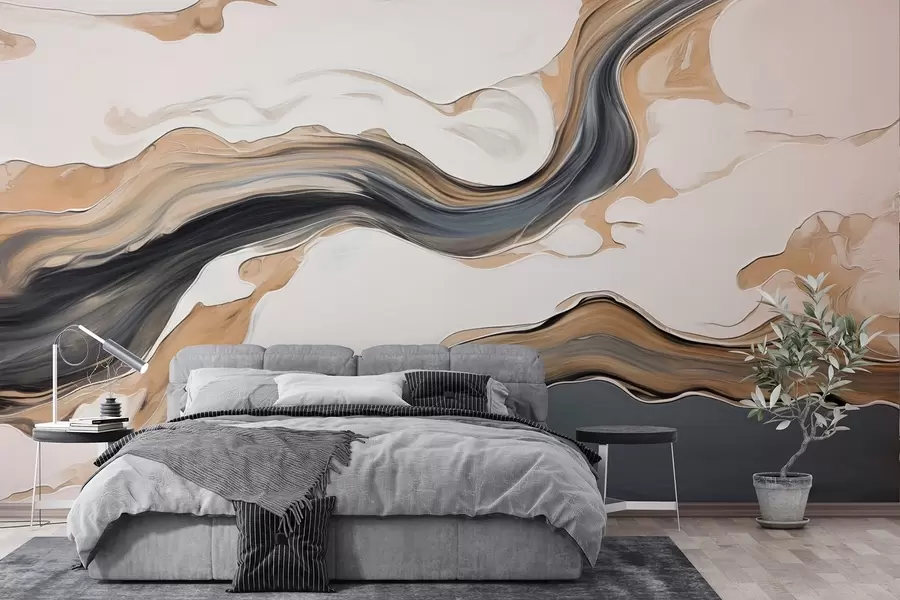 wall murals Brown-gray streaks in the form of waves w09001