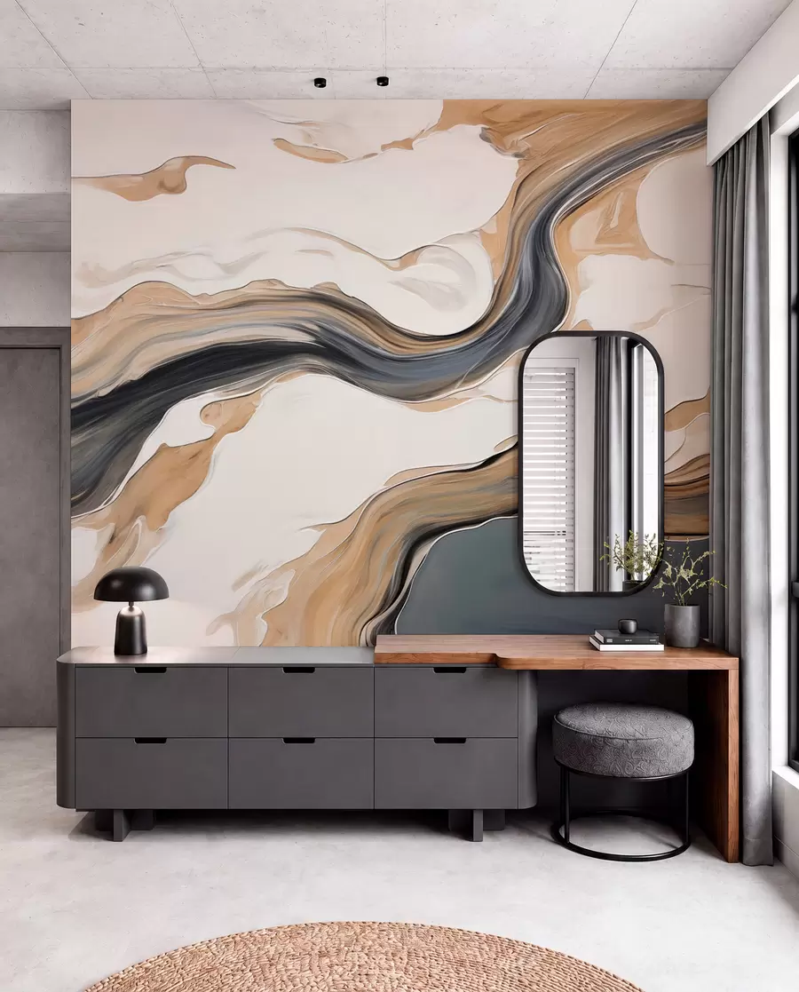 wall murals Brown-gray streaks in the form of waves w09001