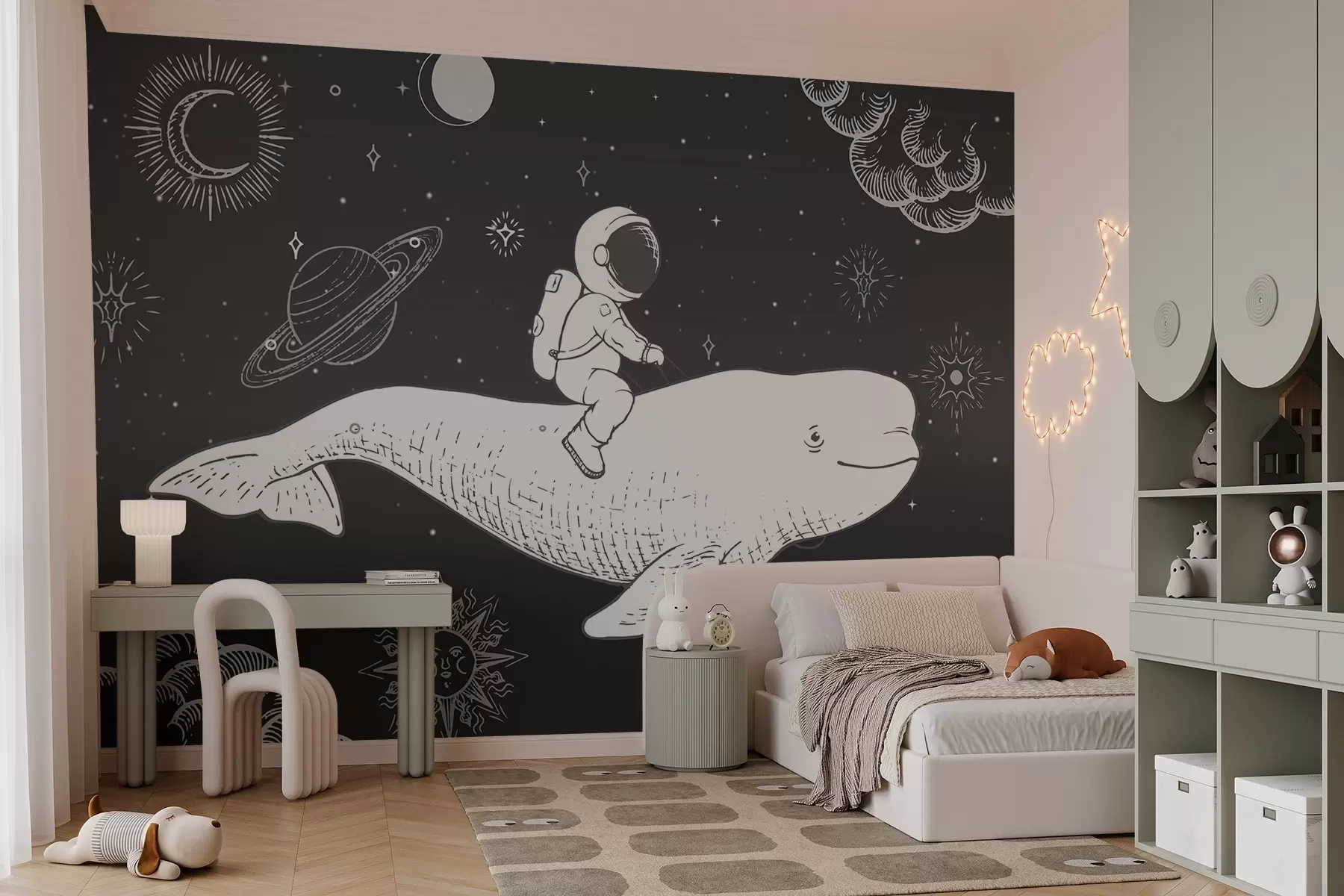 wall murals Space whale with astronaut w03687