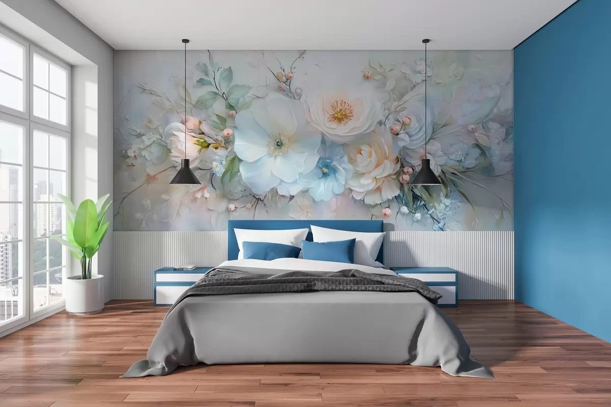 wall murals flower arrangement in the style of oil painting w03618