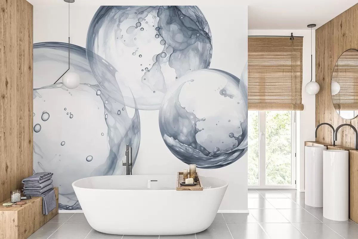 wall murals Bubbles imitation watercolor w03736v2