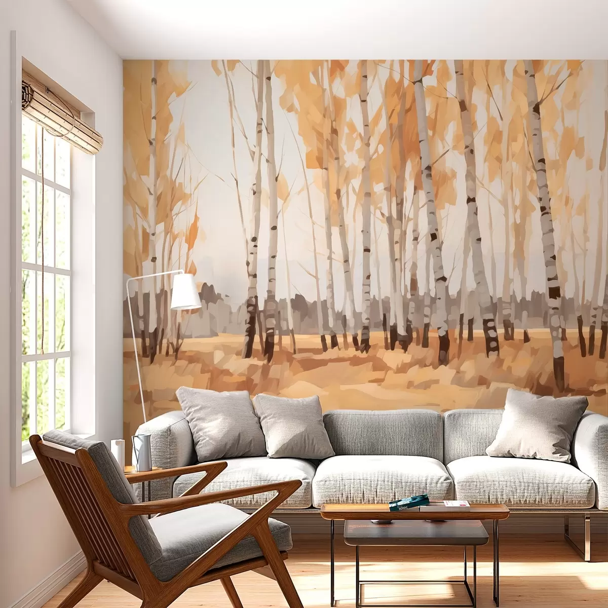 wall murals Birch trees imitation of painting w03778