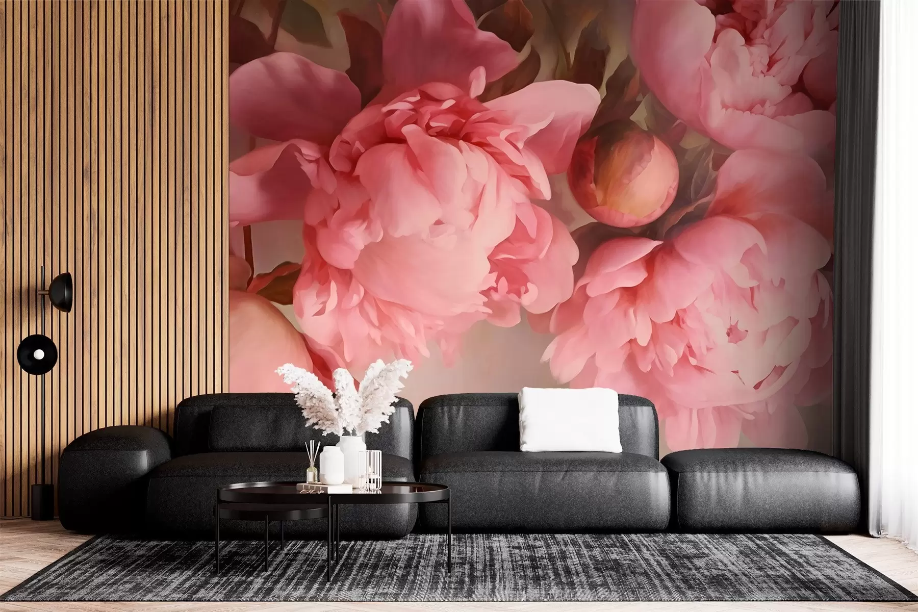 wall murals Pink peonies w03730