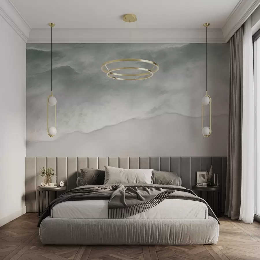 wall murals Coastal Calm,Sea waves, sand, shore, foam, water w03787v1