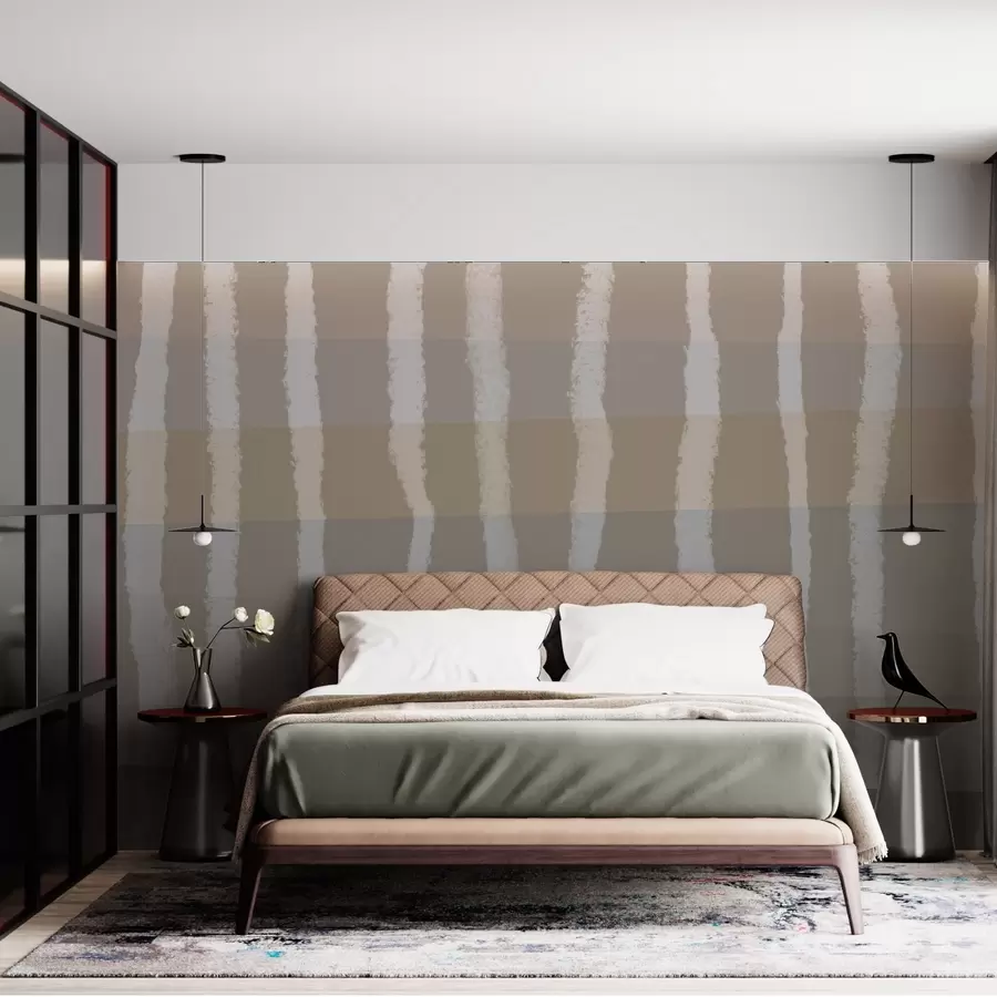 wall murals Lines of Calm,Vertical wavy lines, repetitive pattern, geometric shapes, soft gradation w03788