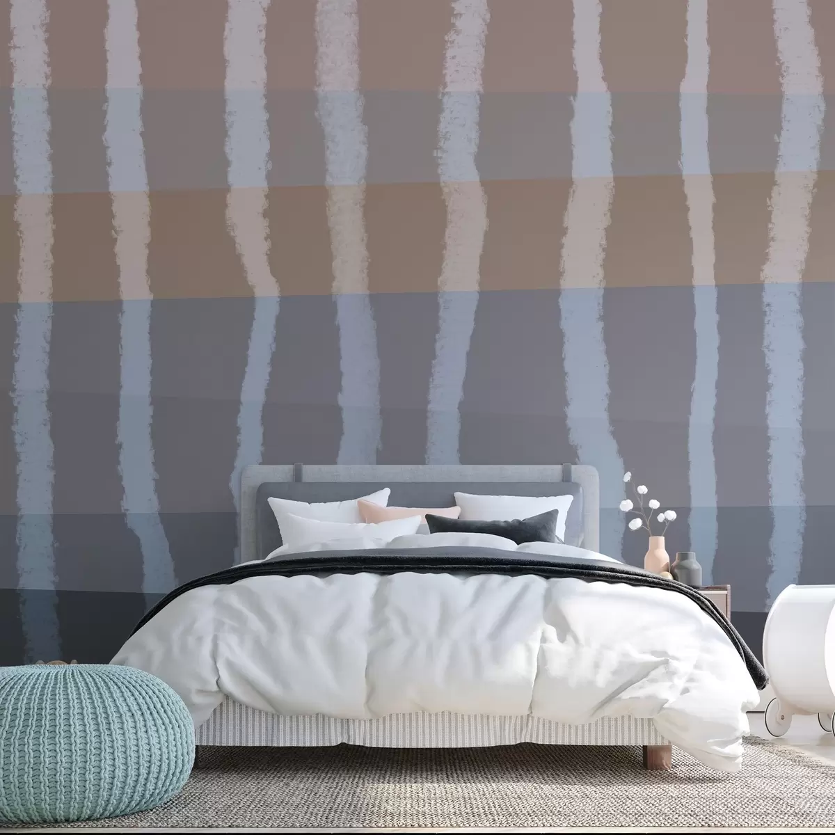 wall murals Lines of Calm,Vertical wavy lines, repetitive pattern, geometric shapes, soft gradation w03788v2