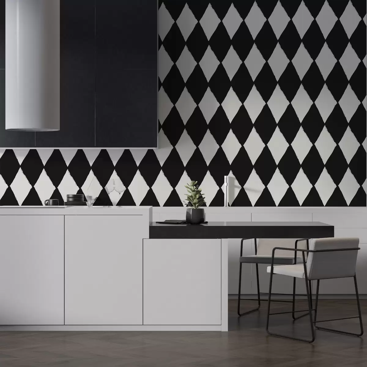 wall murals Diamonds, checkered pattern, rhythmic repetition, geometric figures w03790