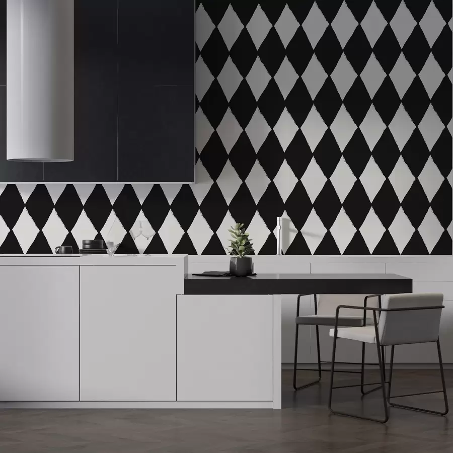 wall murals Diamonds, checkered pattern, rhythmic repetition, geometric figures w03790