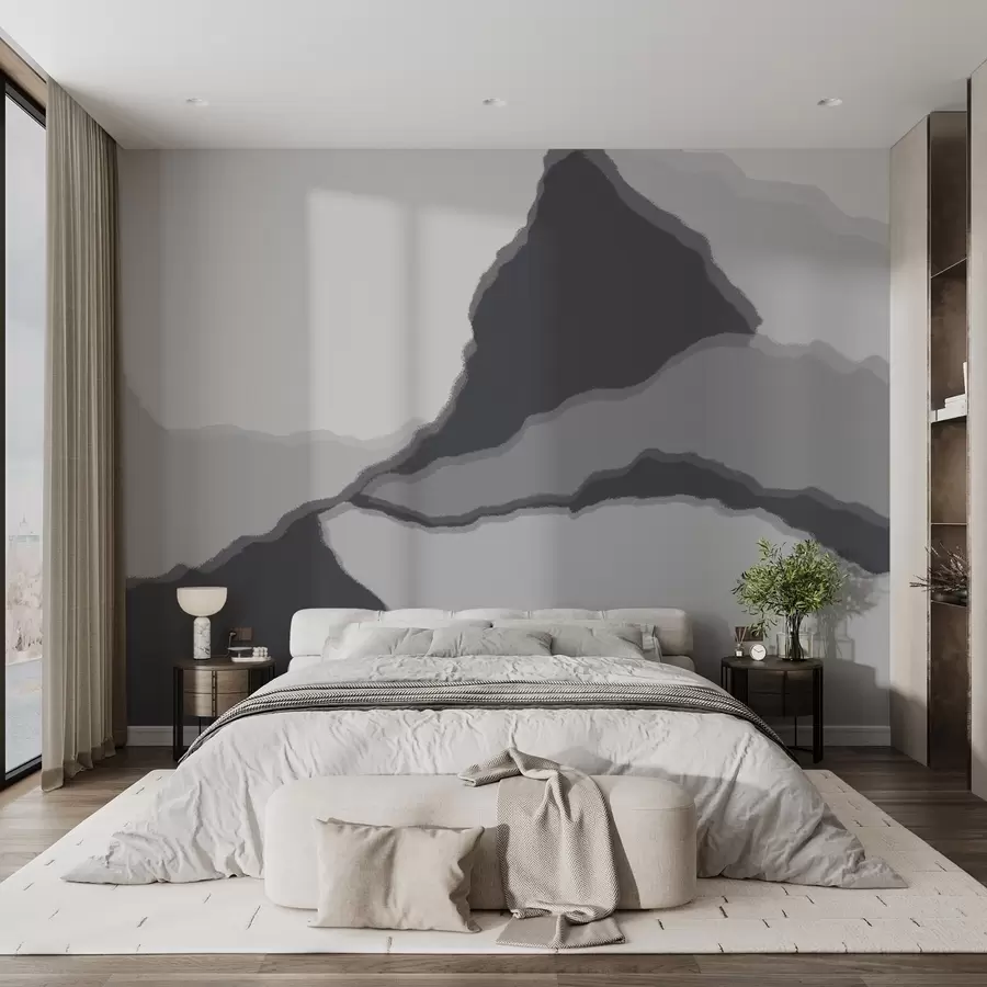 wall murals Mountains, abstract outlines, layering, ridge silhouettes, smooth lines w03791v1