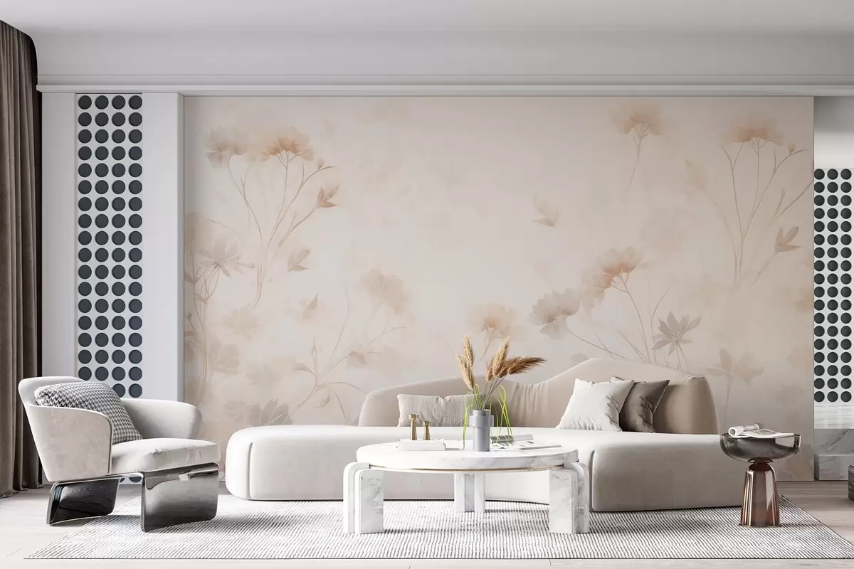 wall murals Pastel wildflowers in watercolor style w09037