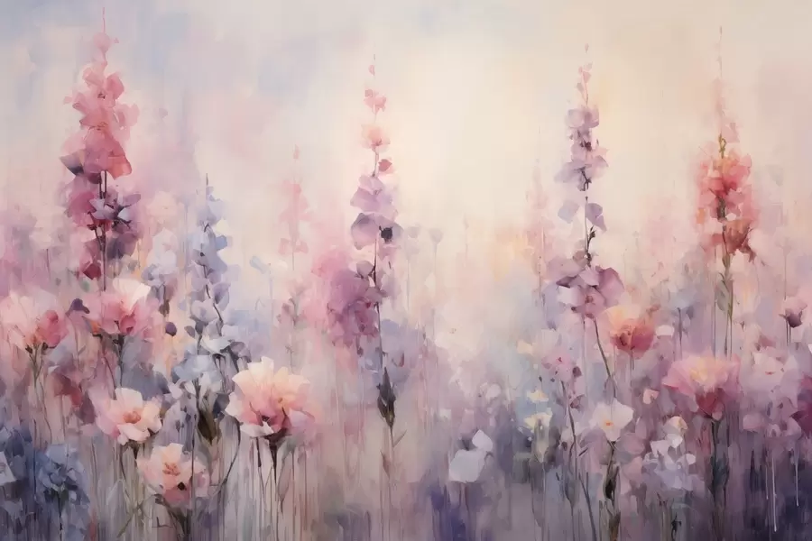 wall murals Colorful wildflowers in watercolor style: lilacs, poppies, daisies w09038