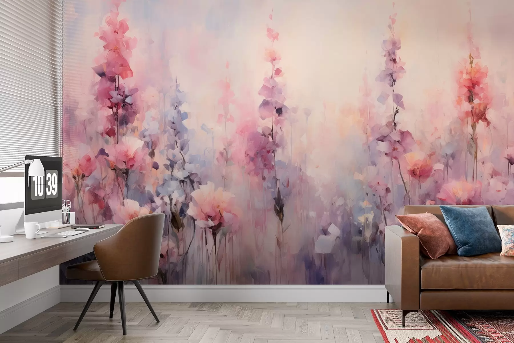 wall murals Colorful wildflowers in watercolor style: lilacs, poppies, daisies w09038