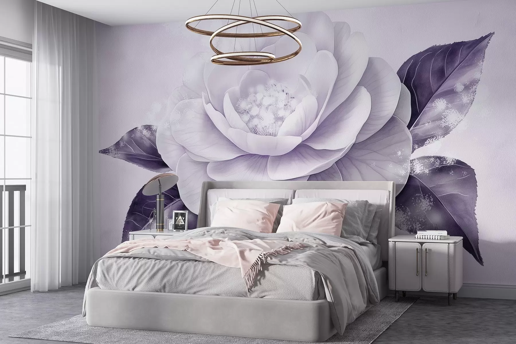 wall murals Beautiful peony flower in purple colors w03757v2