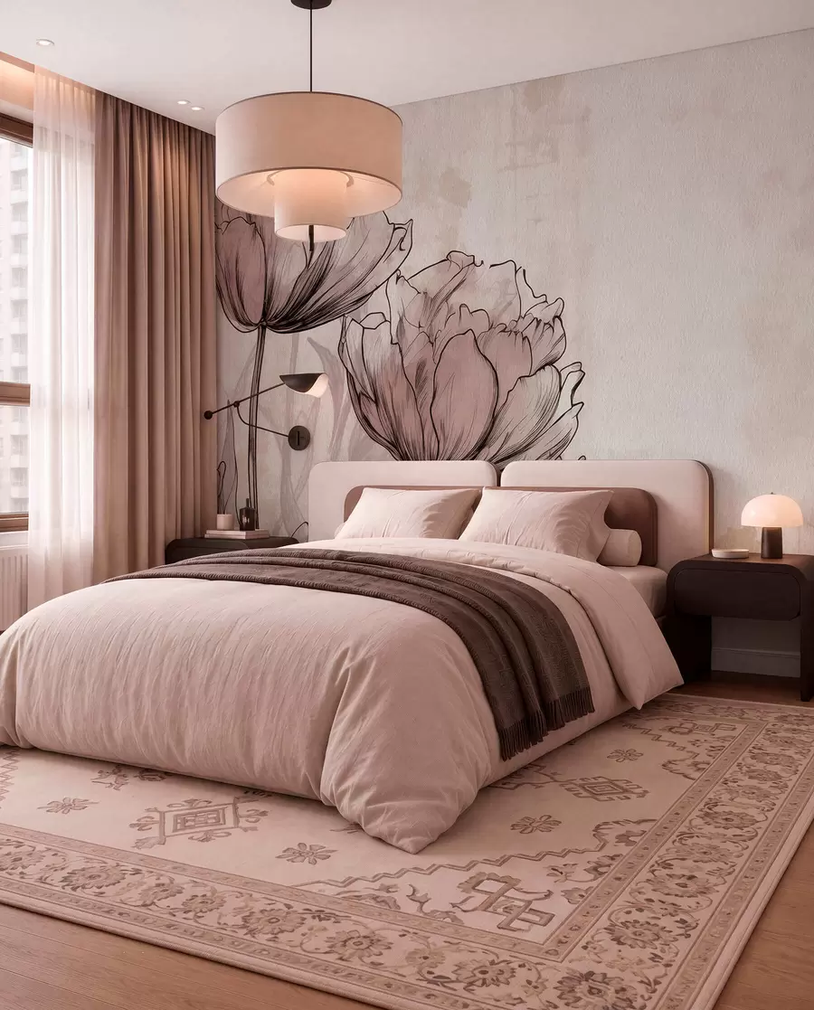 wall murals Pastel tulips with a light vintage effect w03796