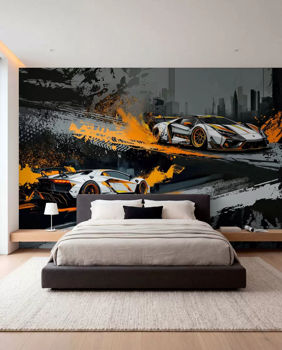 wall murals hard grange style, expressive, dinamic sport cars w03721