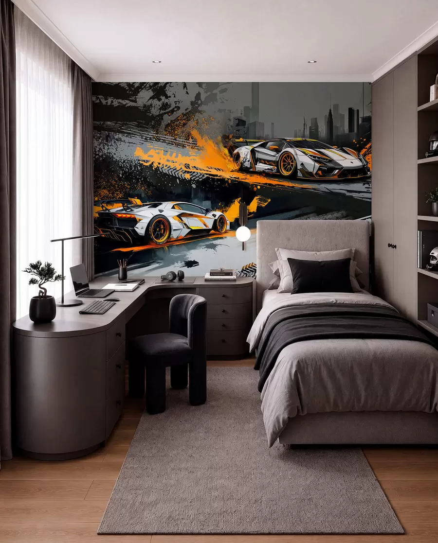 wall murals hard grange style, expressive, dinamic sport cars w03721