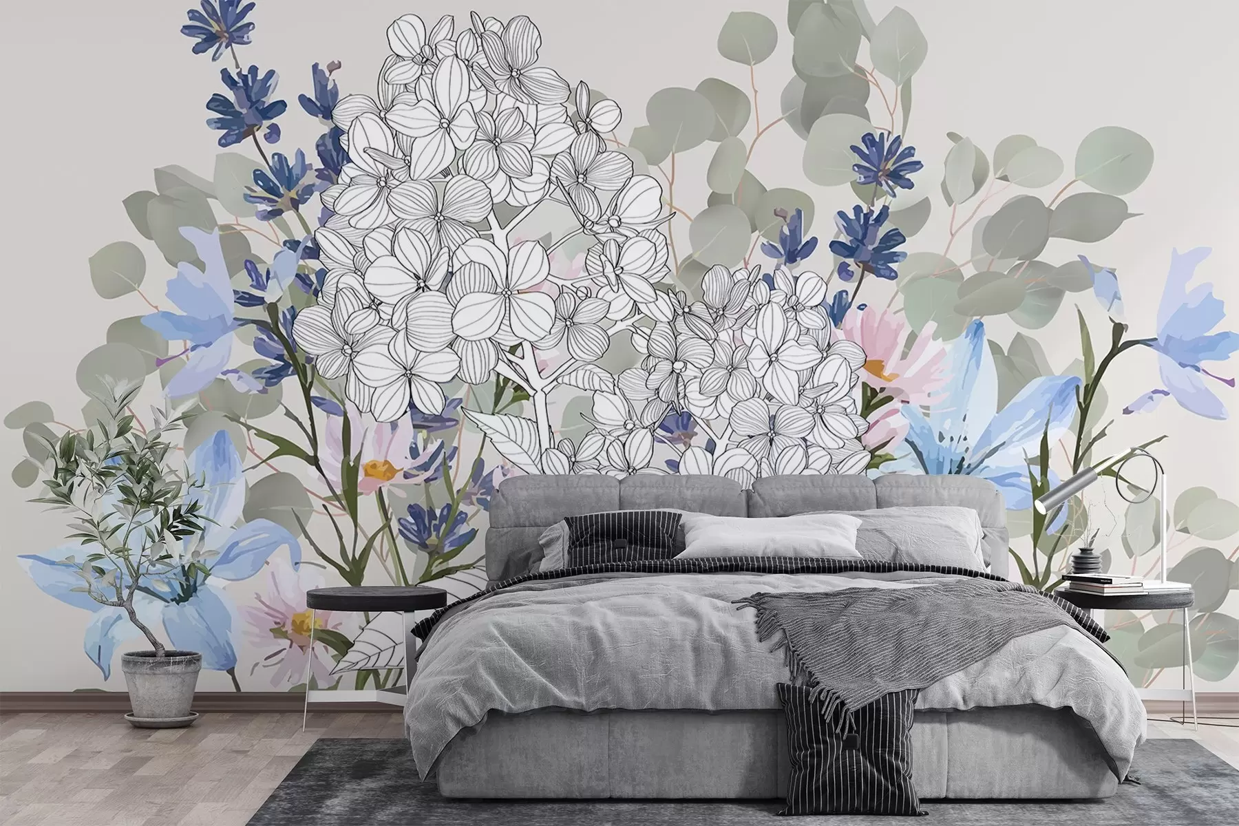 wall murals Composition of different flowers w03858