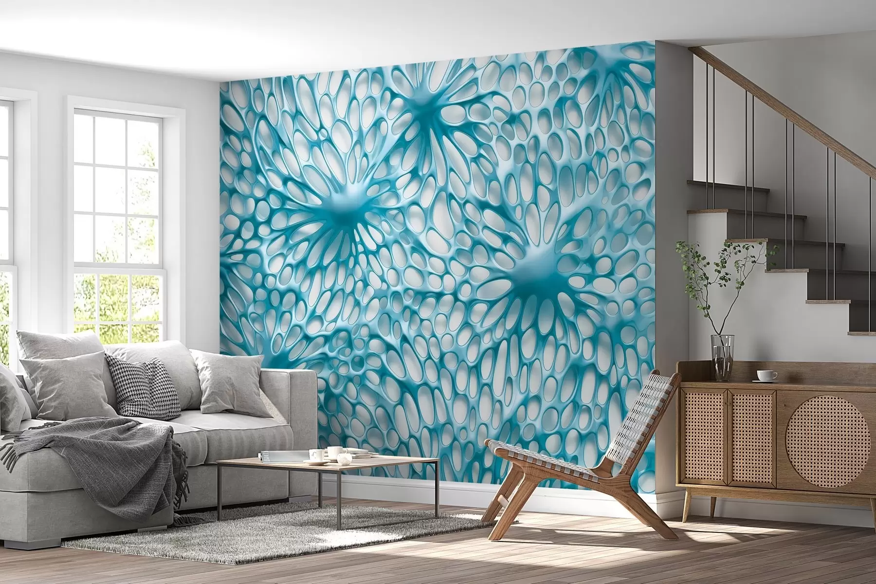 wall murals Drawn volumetric spider web w03820v1