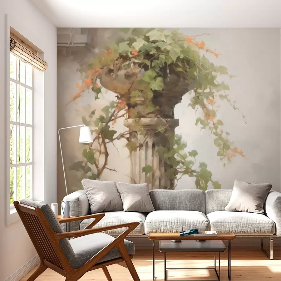 wall murals Climbing plant on a column w03847