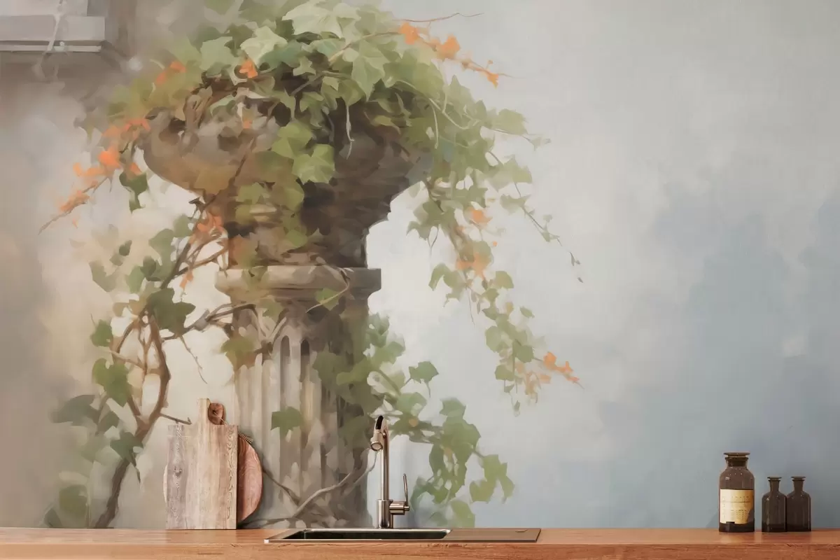 wall murals Climbing plant on a column w03847