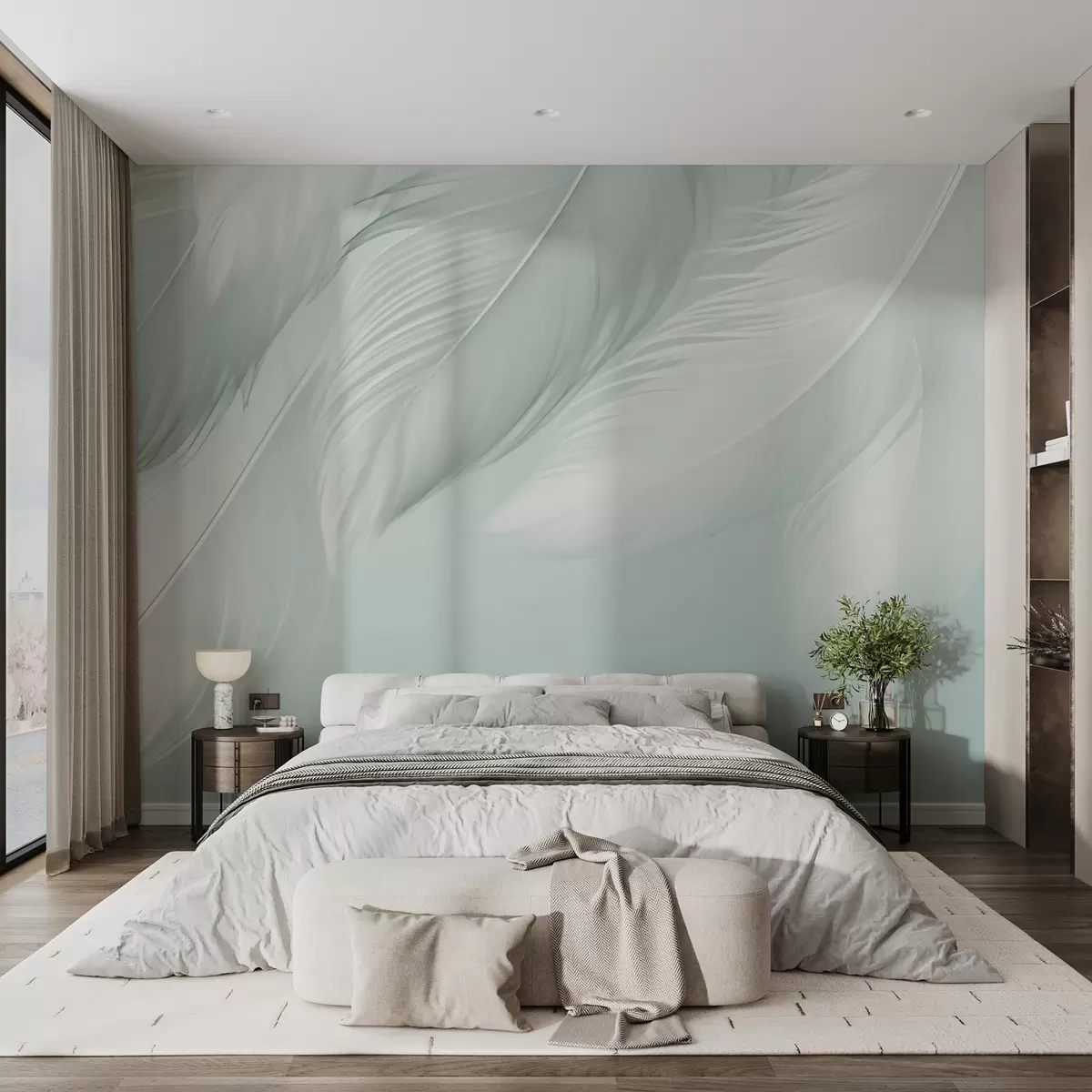 wall murals White feathers w03833