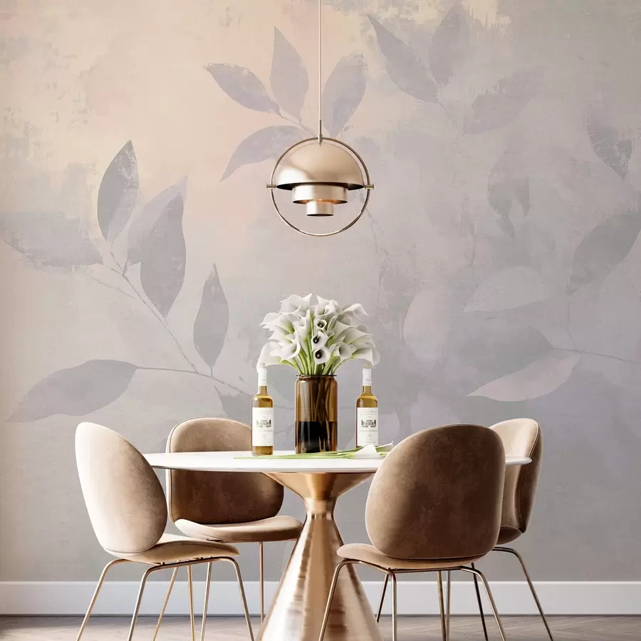 wall murals Beautiful tree branches, muted beige colors, abstraction w03882