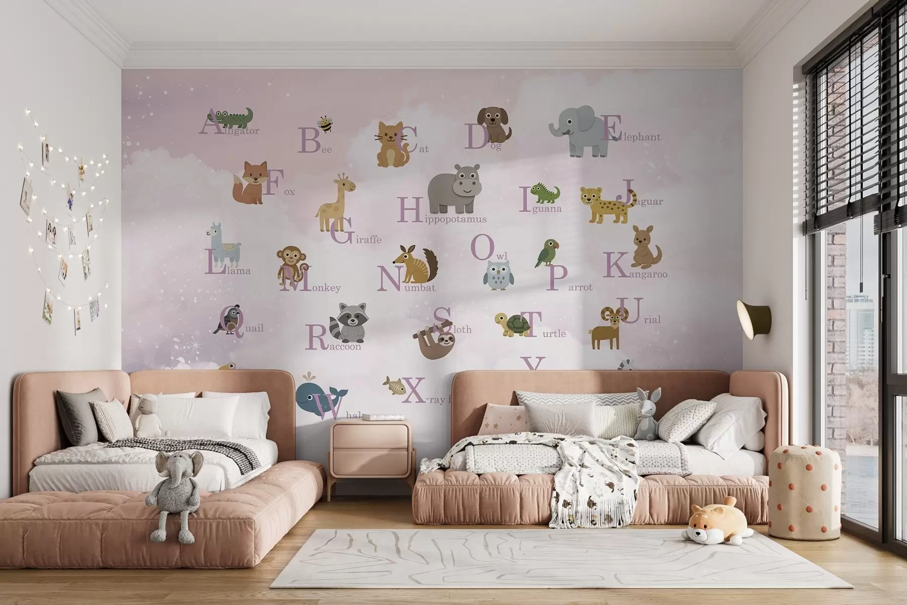 wall murals Alphabet with pink letters on the sky background w03810