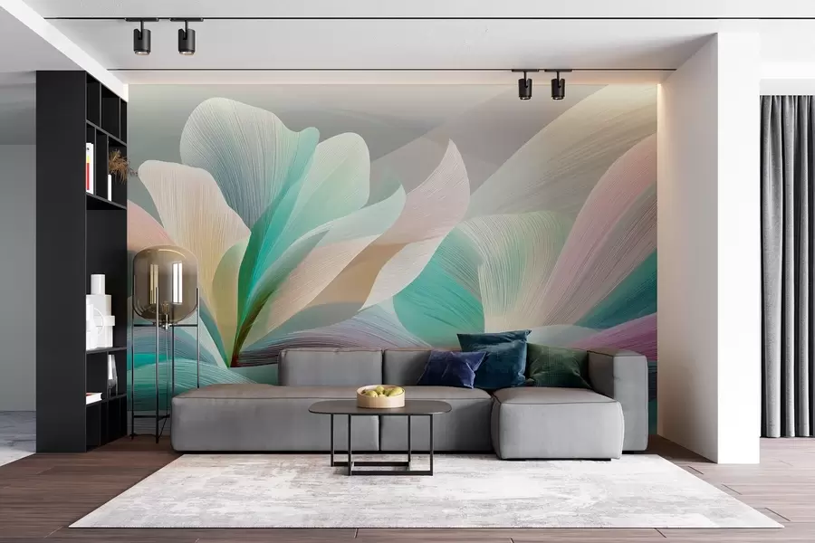 wall murals Elegant abstraction with smooth curves resembling a flower and waves w09075