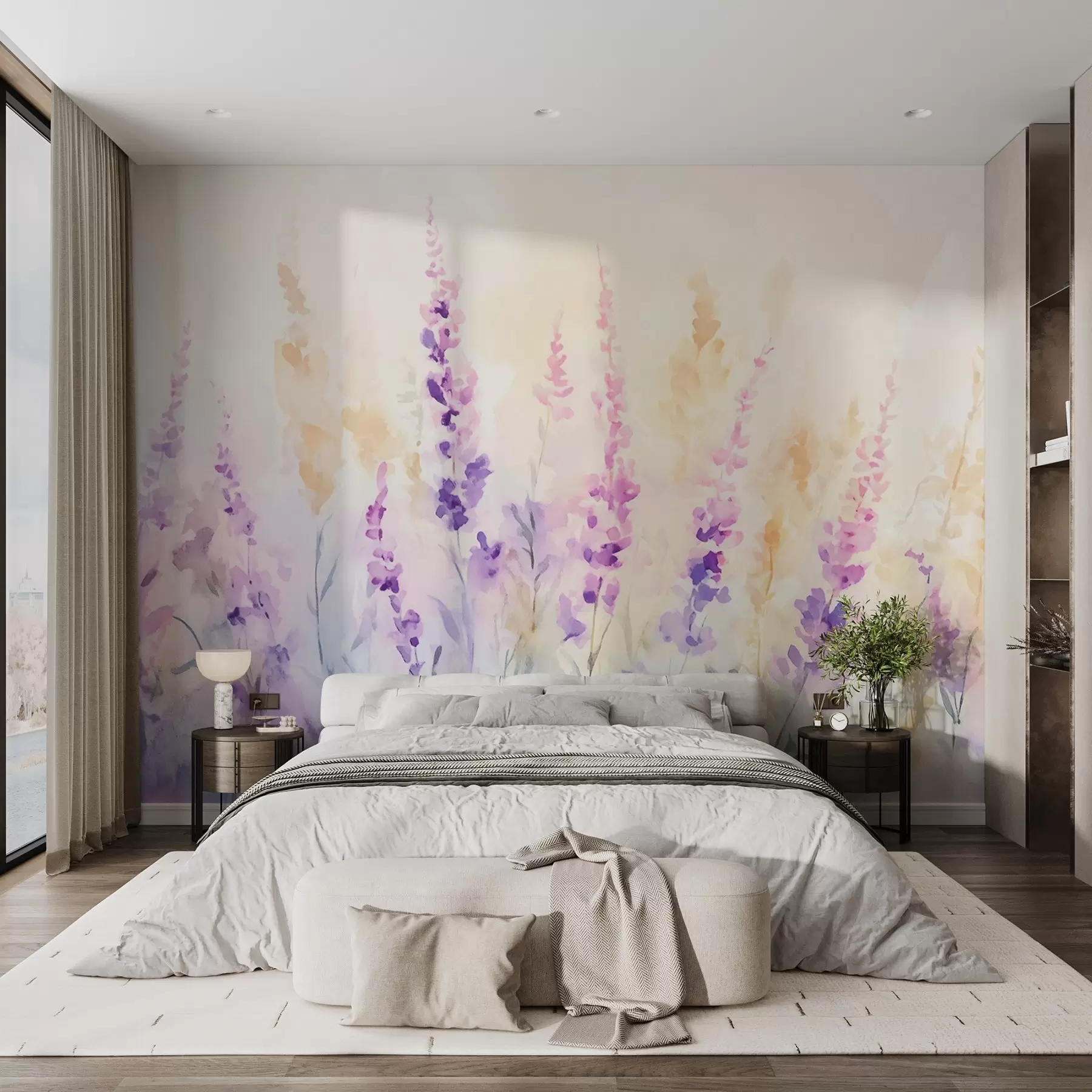 wall murals Vintage lavender field w09069