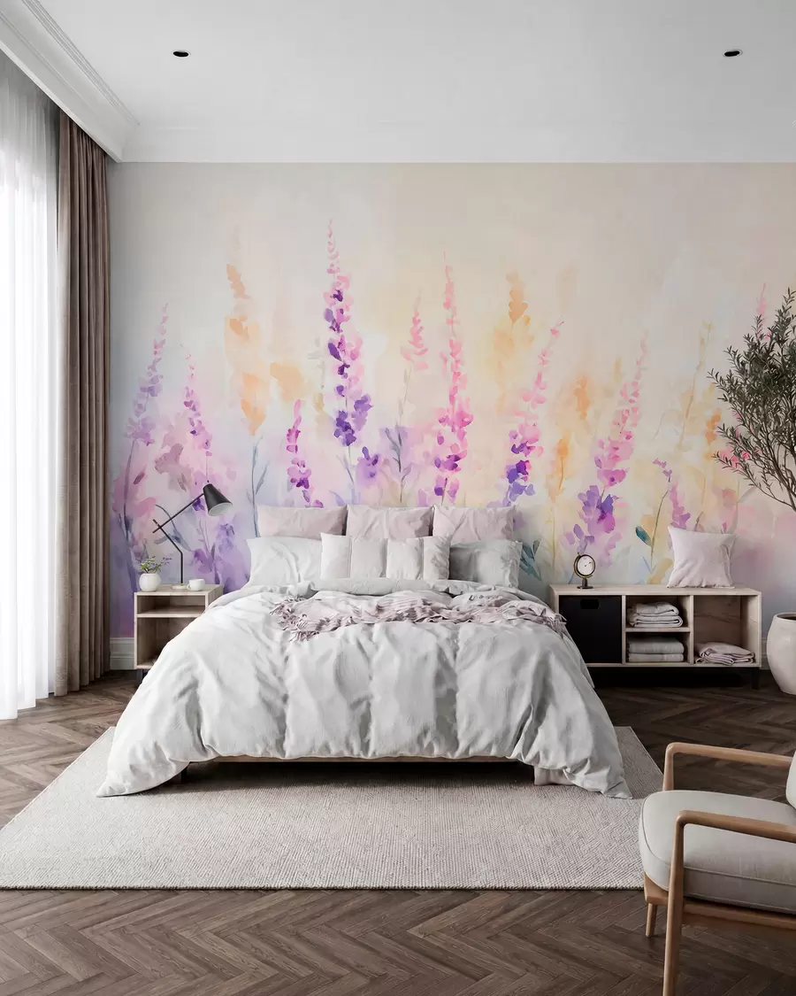 wall murals Vintage lavender field w09069