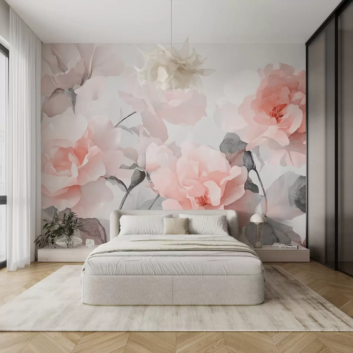 wall murals Delicate vintage flowers with texture w09071v1